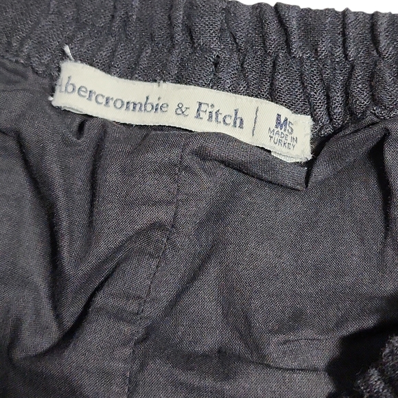 Abercrombie & Fitch Crinkled Texture Cropped Pants Sz Medium Lined Relaxed Fit - Picture 3 of 11